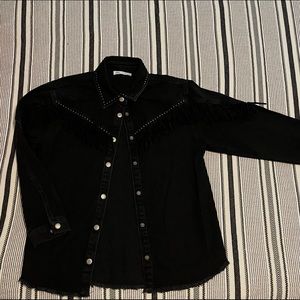 Zara Black Studded Jean Tassle Jacket